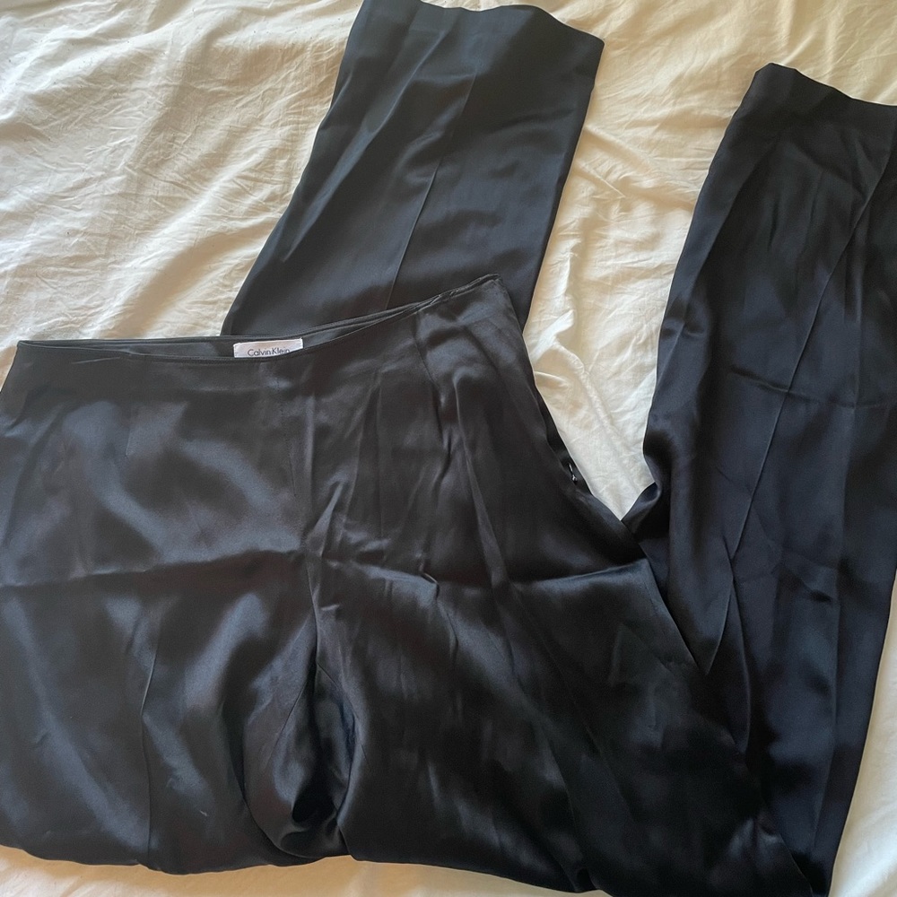 Black calvin Klein silk trousers